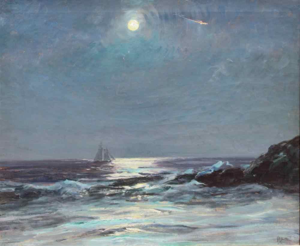 Appraisal: HOWARD RUSSELL BUTLER AMERICAN - FISHING SCHOONER IN MOONLIGHT -