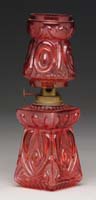 Appraisal: RARE CRANBERRY MINI LAMP S - Cranberry glass with embossed