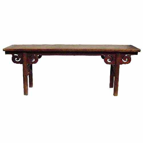 Appraisal: A Chinese Shanxi Elm Recessed Trestle-Leg Table circa having a