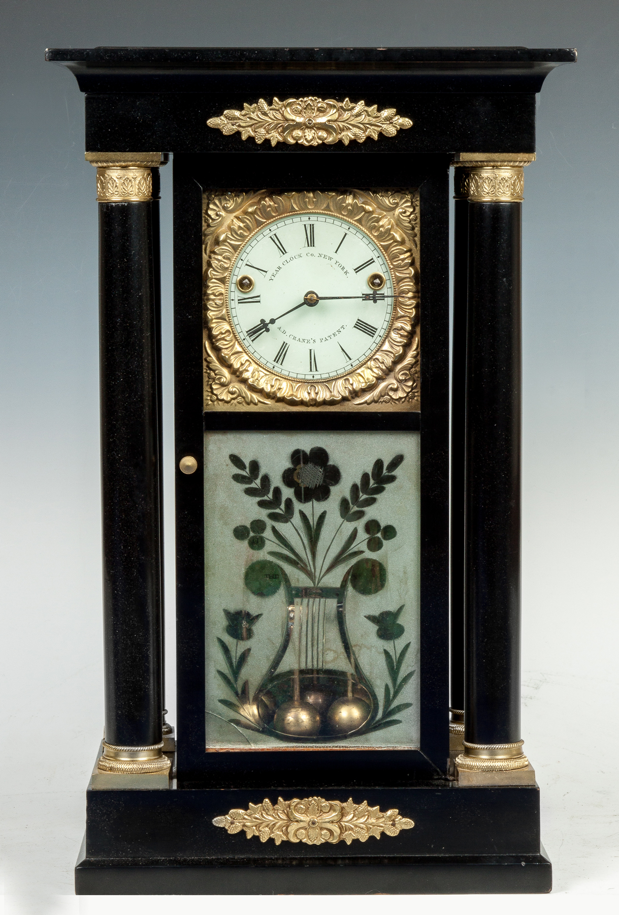 Appraisal: A D Cranes Patent Year Shelf Clock Ebonized case with