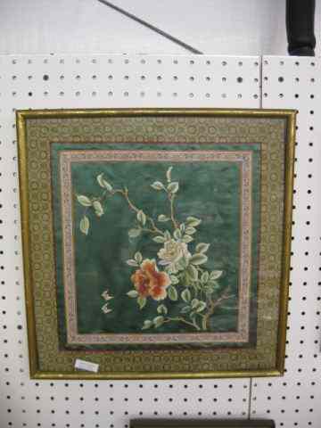 Appraisal: Chinese Silk Embroidery floral '' square excellent