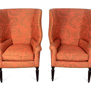 Appraisal: A Pair of Victoria Hagan Wainscott Wing Armchairs ST CENTURY