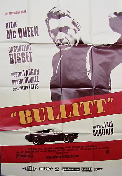 Appraisal: A 'Bullitt' movie poster French Grande large modern printing folded