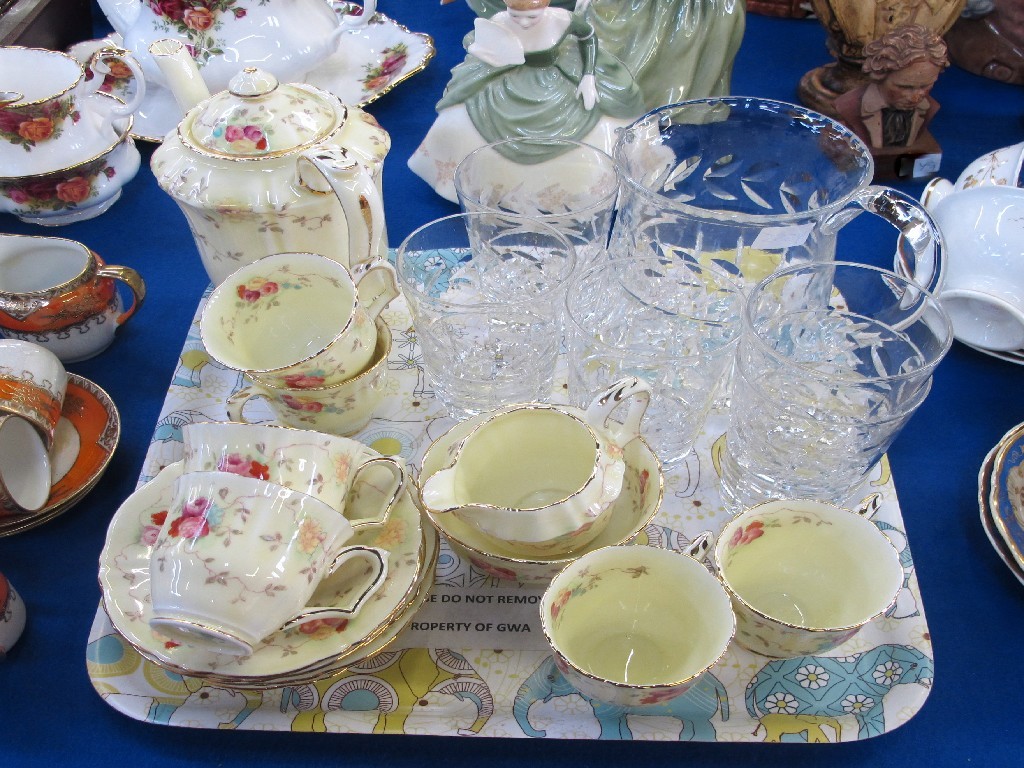 Appraisal: Tray lot of ceramics and glass including Crown Staffordshire coffee