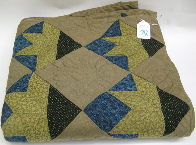 Appraisal: AN AMERICAN PIECED HANDMADE QUILT wool blocks of patterned black