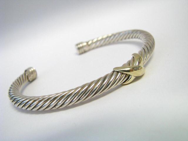 Appraisal: David Yurman two-tone Thoroughbred cable bracelet K yellow gold and