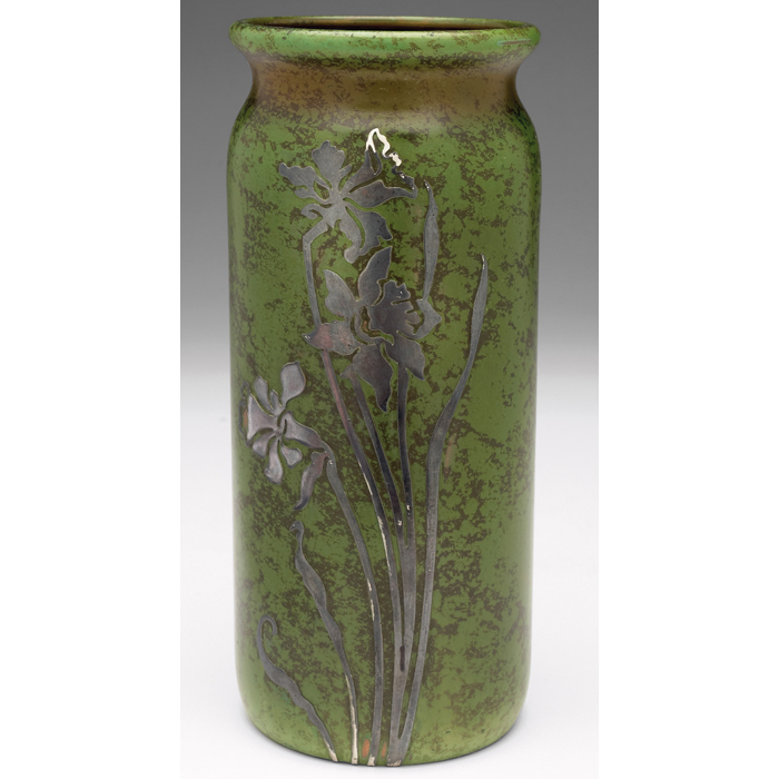 Appraisal: Heintz vase sterling on bronze applied daffodil design original green