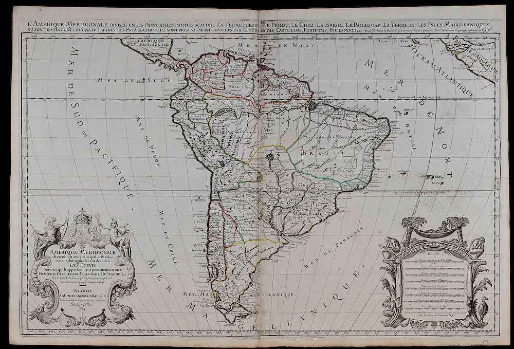 Appraisal: Hubert Jaillot Map South America Hubert Jaillot - Amerique Meridionale