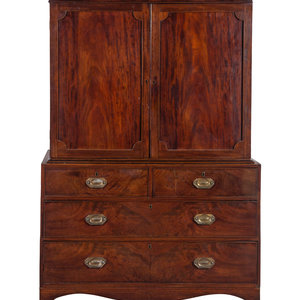 Appraisal: A George III Style Mahogany Linen Press th Century Height