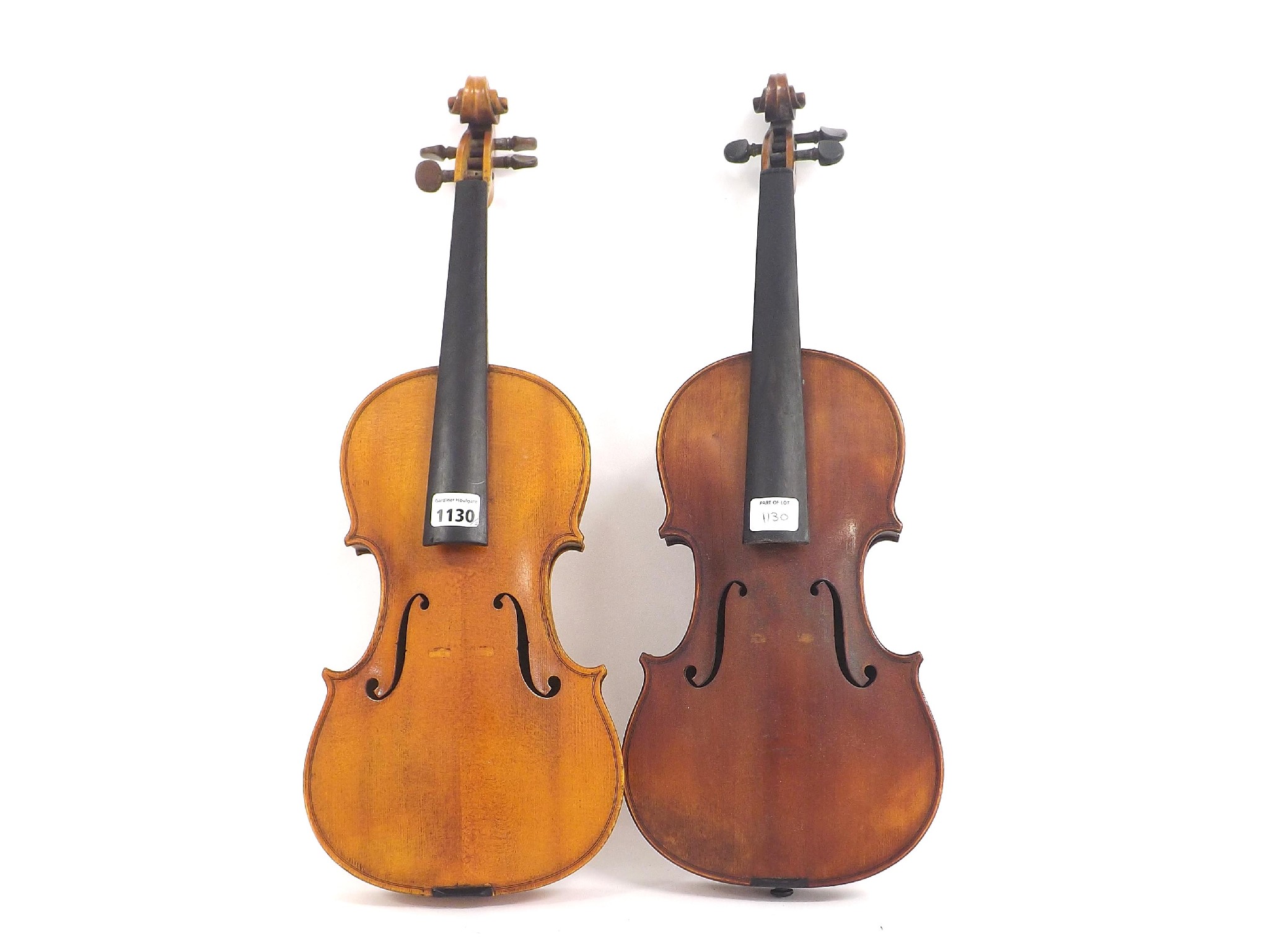 Appraisal: Two contemporary full size violins bearing spurious French labels