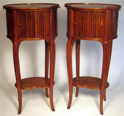 Appraisal: Pair of French mahogany side tables early th century