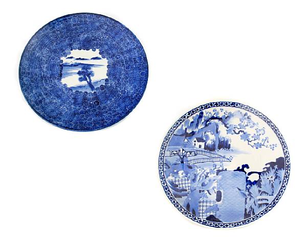 Appraisal: A group of three Japanese blue and white porcelain chargers