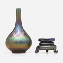 Appraisal: Tiffany Studios EGYPTIAN VASE WITH BASE USA c hand-blown Favrile