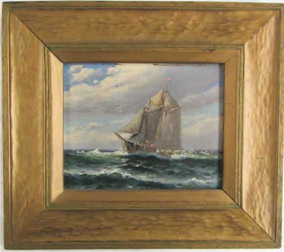 Appraisal: THEODORE VALENKAMPH OIL ON BOARD Massachusetts Sweden - Schooner at