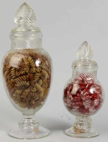 Appraisal: Lot of Early Glass Display Jars Description Both with matching