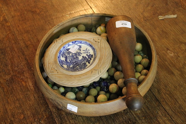 Appraisal: A SYCAMORE OPEN BOWL together with a turned pestle a