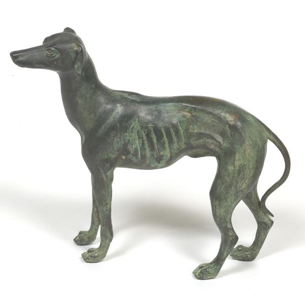 Appraisal: BRONZE FIGURE OF WHIPPET x Bronze whippet figure with verdigris