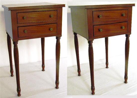 Appraisal: Margolis shop pair of Sheraton style two drawer stands mahogany