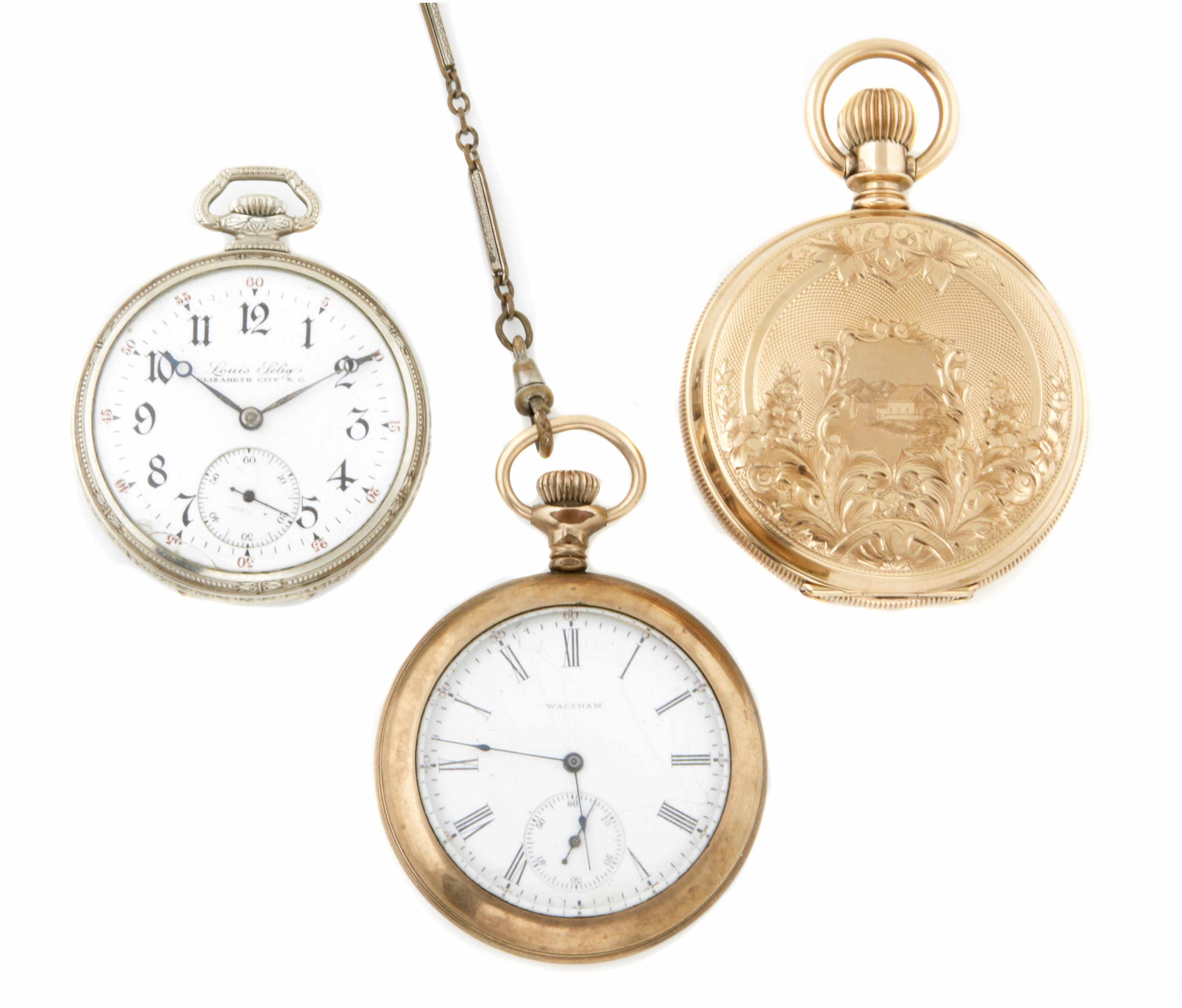 Appraisal: A K gold hunter cased pocket watch and two gold-filled