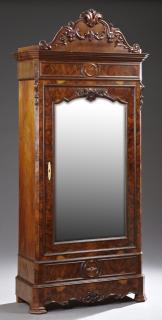 Appraisal: French Carved Walnut Armoire th c the arched relief carved