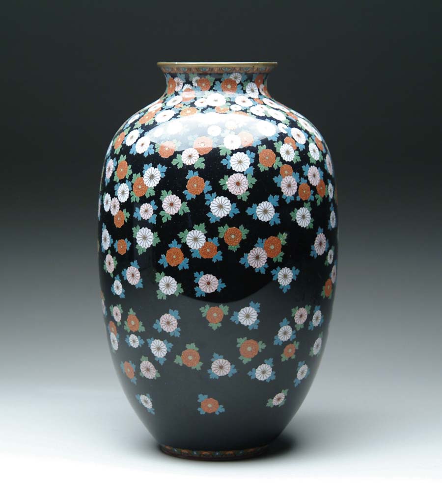 Appraisal: JAPANESE CLOISONN ENAMEL VASE Late th Century Ovoid body with