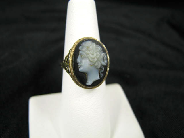 Appraisal: Antique Cameo Ring carved handstone portrait of lady in k