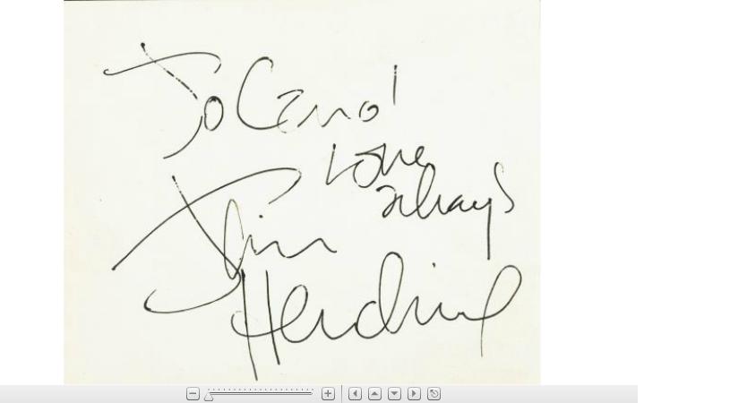 Appraisal: JIMI HENDRIX Album page Signed and inscribed To Carol Love