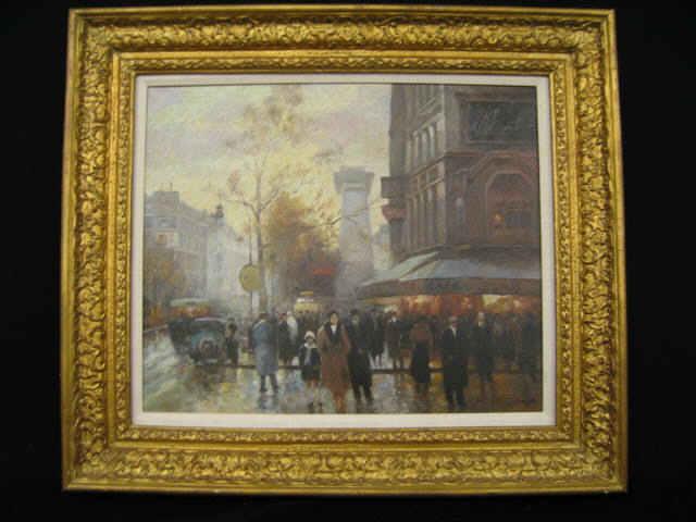 Appraisal: French Oil Paris Street Scene signed lower right on canvas