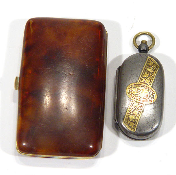 Appraisal: Victorian sovereign case with gold coloured metal inlay together with