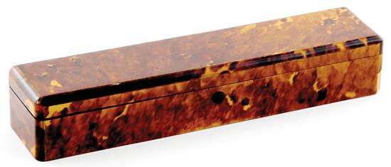 Appraisal: English Victorian tortoiseshell oblong box th century hinged lid with