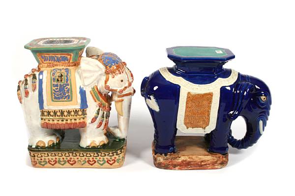 Appraisal: A group of two earthenware elephant form garden seats height