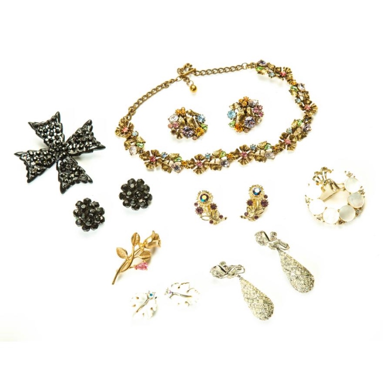 Appraisal: Mid-late th century Nine pieces of signed costume jewelry two-piece