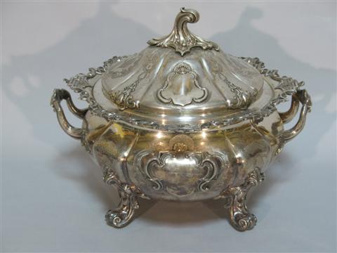 Appraisal: GRAND SHEFFIELD PLATE SOUP TUREEN Circular in the th century