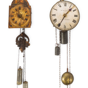 Appraisal: Two Open Escapement Wall Clocks th Century includes one continental