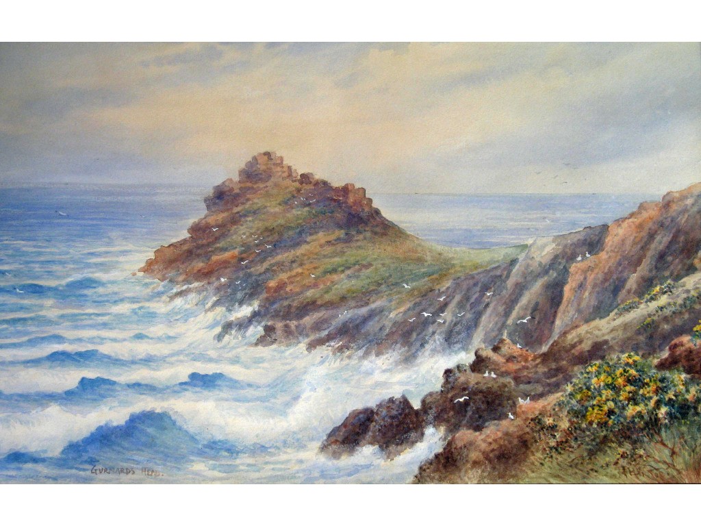 Appraisal: F M Victor Gurnards Head waves crashing against a landscape