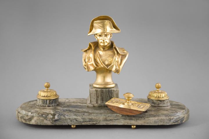 Appraisal: Monumental Gilt-Bronze-Mounted Marble Double Encrier first quarter th century featuring