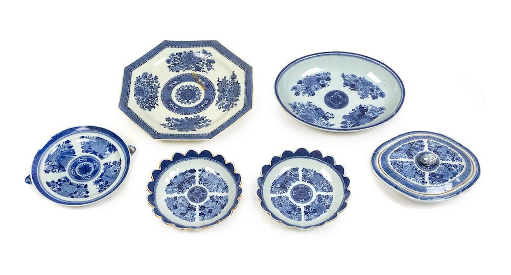 Appraisal: Two Chinese Export Blue Fitzhugh Porcelain Platters Height of largest