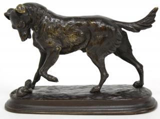 Appraisal: Jules Moigniez French Animalier depicting a dog and snake bronzed