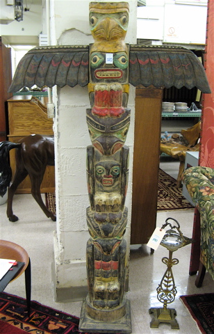 Appraisal: CARVED AND PAINTED WOOD TOTEM POLE hand crafted and comprising