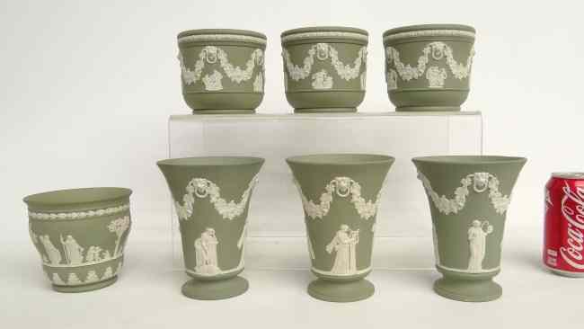 Appraisal: Lot seven pieces Wedgwood Jasperware including four planters and three