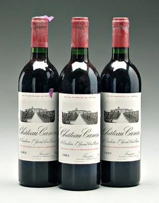 Appraisal: Three bottles red Bordeaux wine Chateau Canon St Emilion Grand