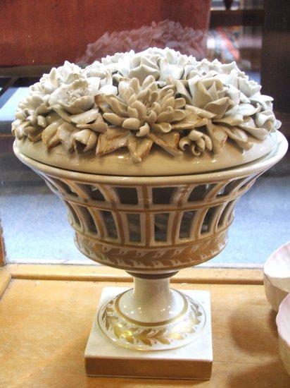 Appraisal: A SPANISH WHITE AND PARCEL GILT DECORATED PORCELAIN POT-POURRI BASKET