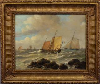 Appraisal: Louis Johan Hendrik Meijer - coastal painting of ships at