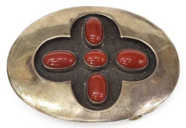 Appraisal: Native American silver content unknown belt buckle stamped T Duran