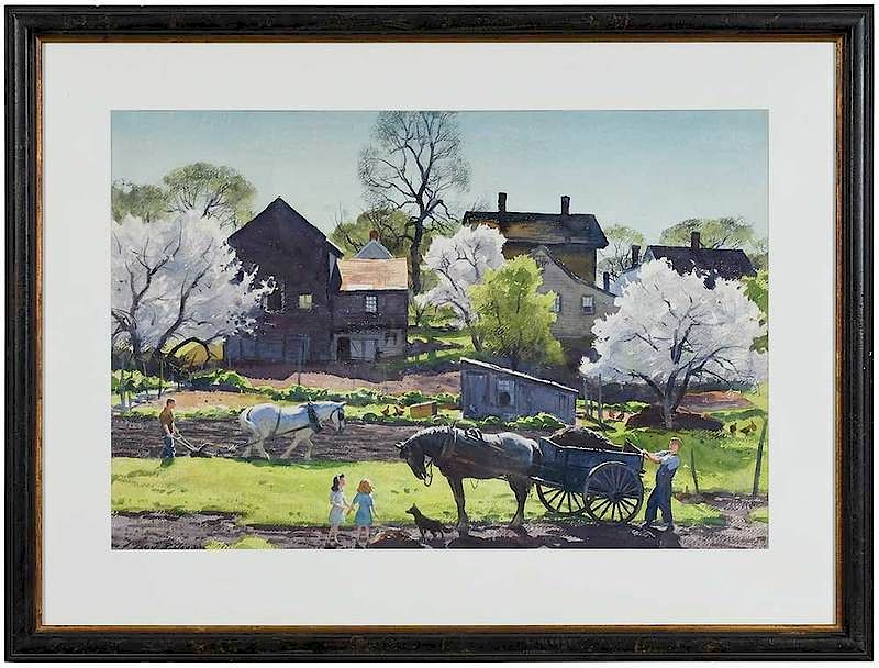 Appraisal: Aiden Lasell Ripley American - Spring Planting signed and dated