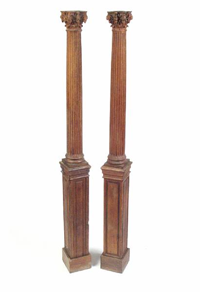 Appraisal: A pair of carved oak columns with corithian capitals height