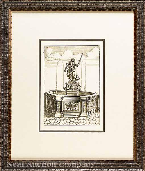 Appraisal: A Group of Six Copper Engravings of Fountains by Bockler