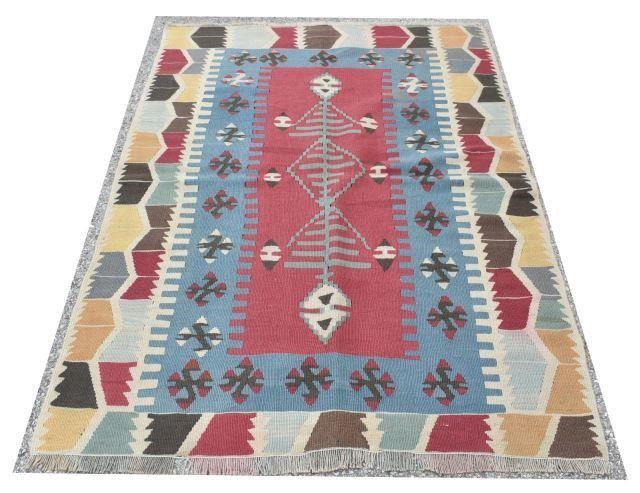 Appraisal: Hand-tied Turkish Oushak Kilim rug approx ' l ' w