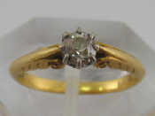 Appraisal: A yellow metal tests carat gold diamond solitaire ring estimated