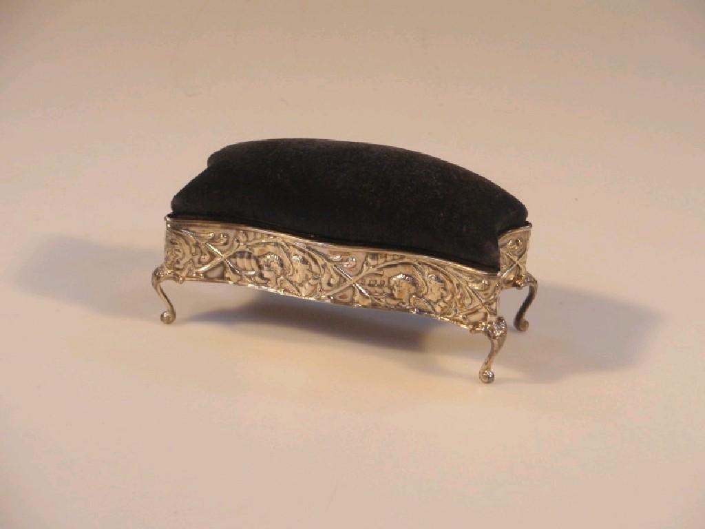 Appraisal: An Edwardian silver jewellery casket of serpentine from embossed with